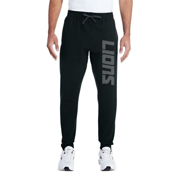 NEW Detroit Lions Big Wordmark Tonal Logo Fleece Joggers Sweatpants BLACKOUT
